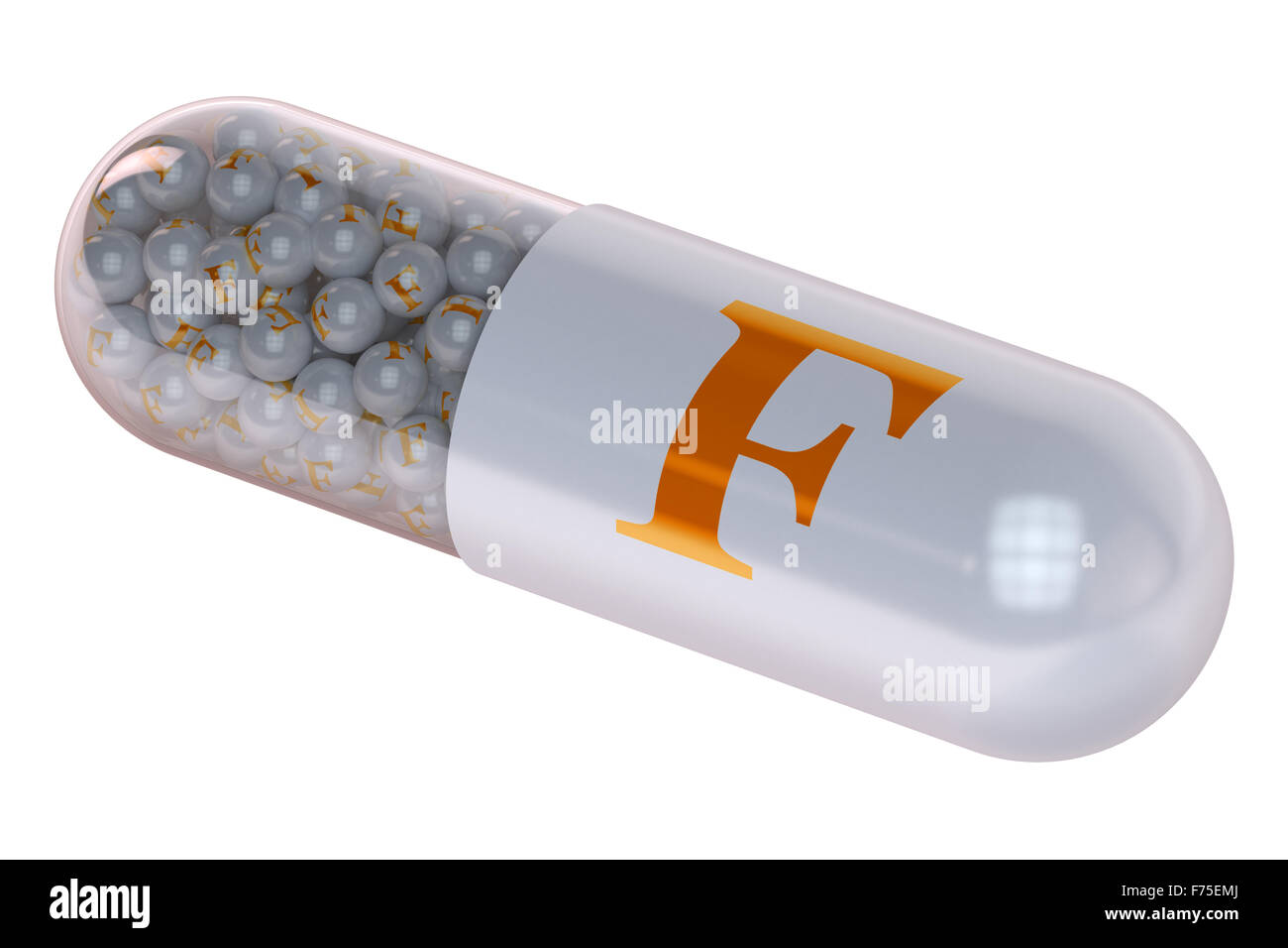Vitamin capsule F isolated on white background Stock Photo - Alamy