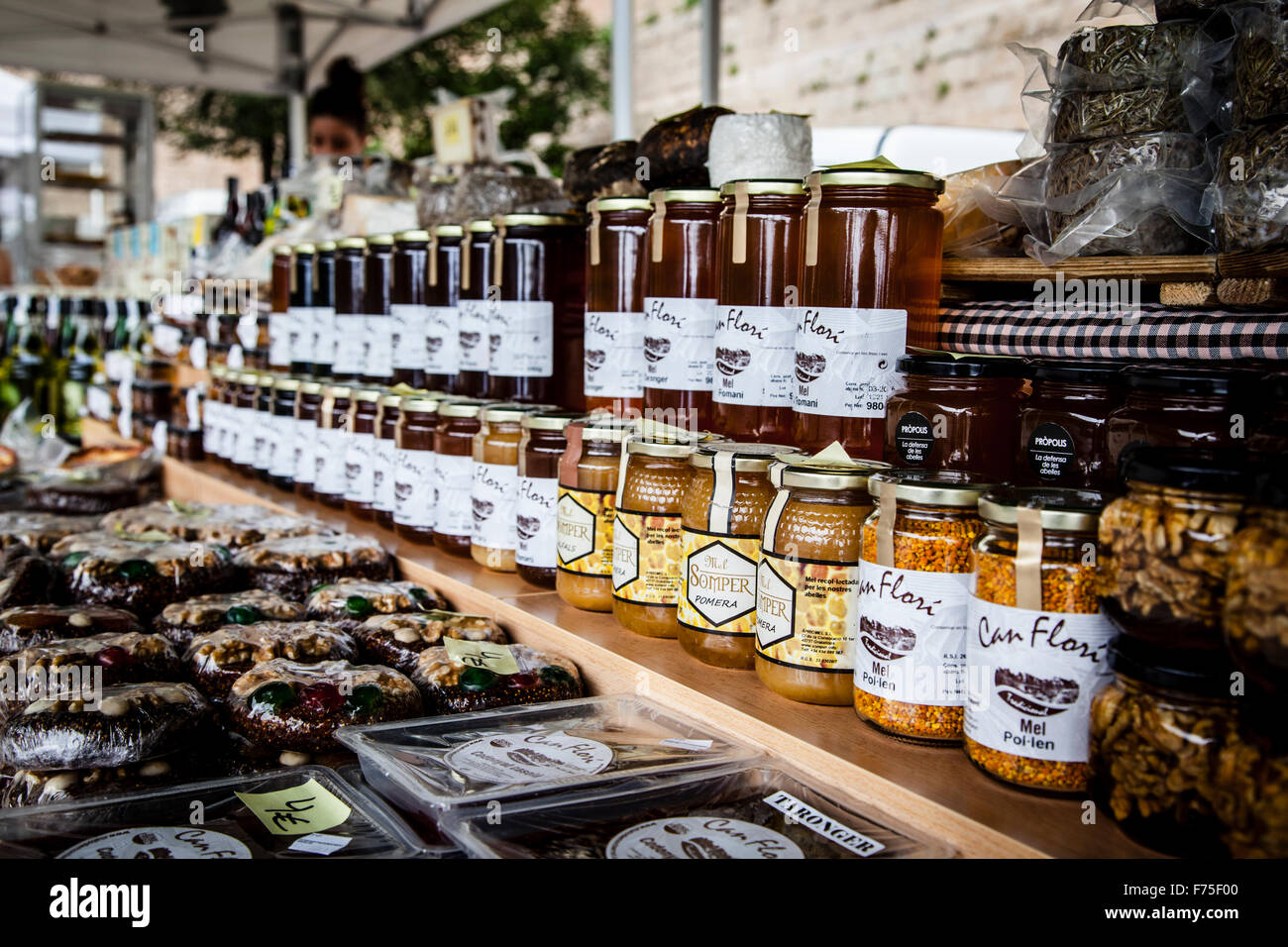 Street market at Montserrat, Barcelona, Spain Stock Photo