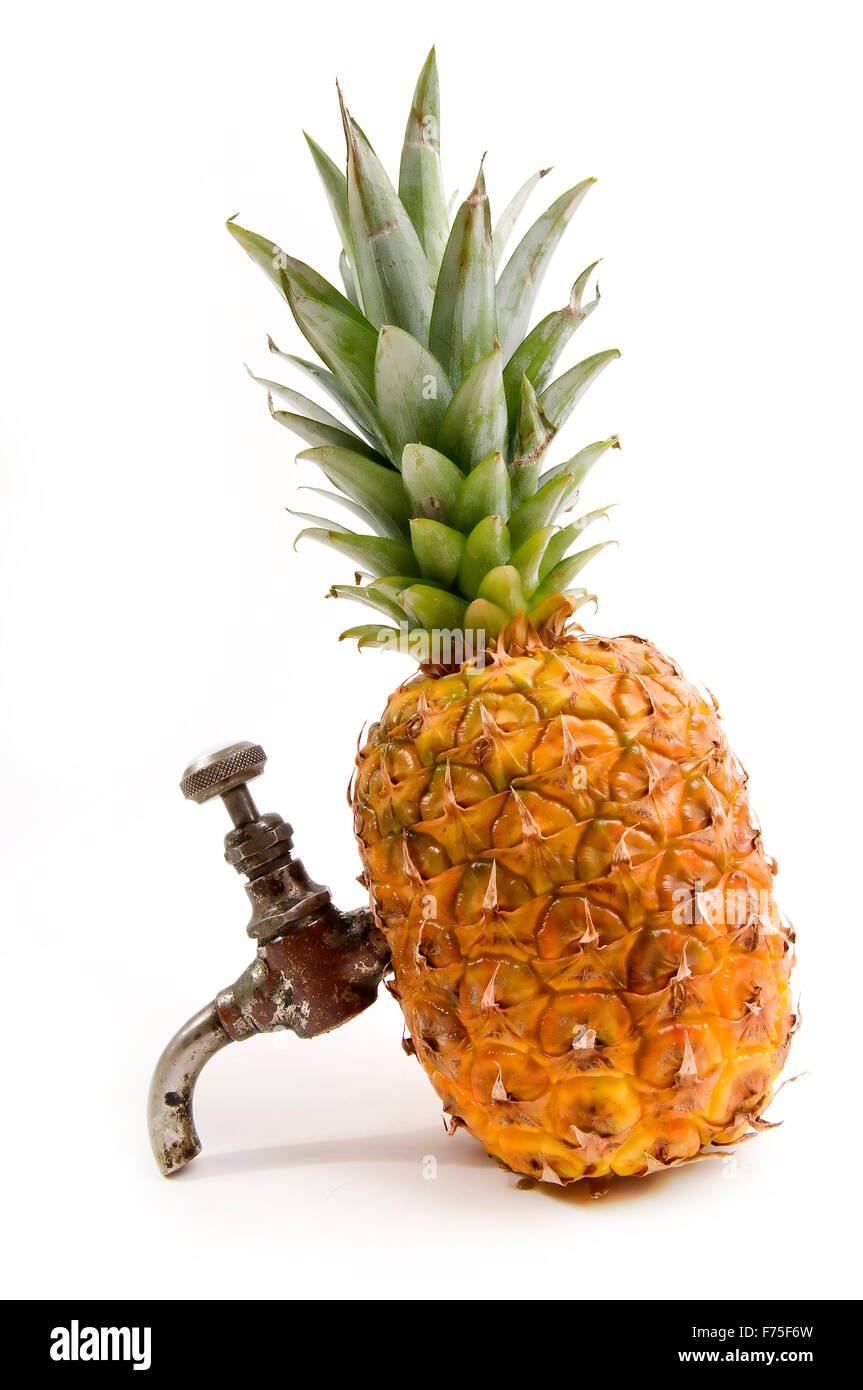 Ananas with tap Stock Photo