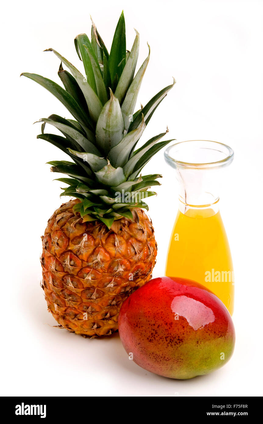 Pinapple, mango and juice Stock Photo