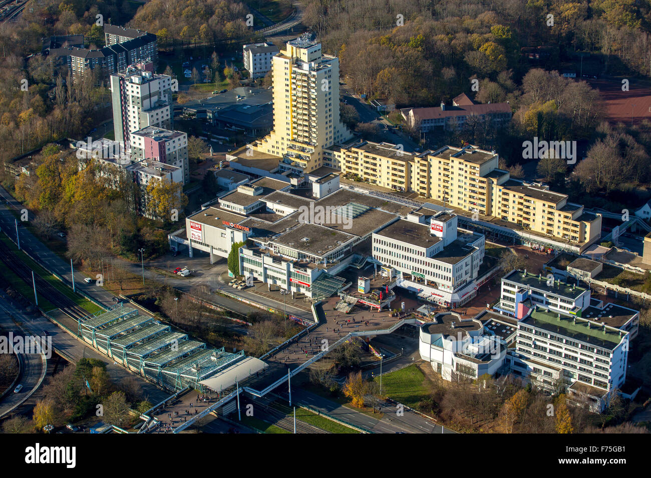 Neustadt an der RUB, residential towers, dormitories, student apartments Bochum, Ruhr area, North Rhine Westphalia Germany Stock Photo