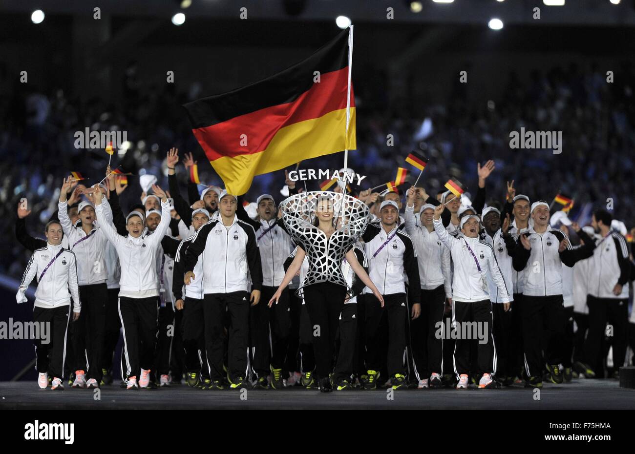 Germany (GER) in the athletes parade. Opening Ceremony. Olympic Stadium ...