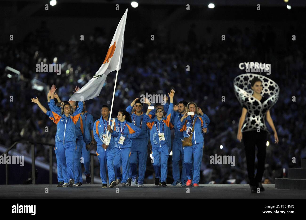 Cyprus (CYP) in the athletes parade. Opening Ceremony. Olympic Stadium