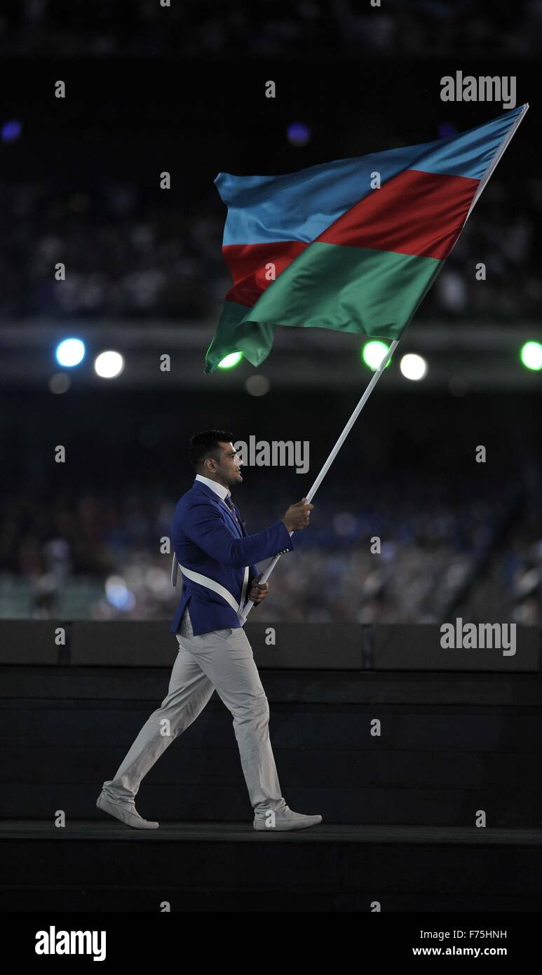 The Azerbaijan team enter the stadium. Opening Ceremony. Olympic