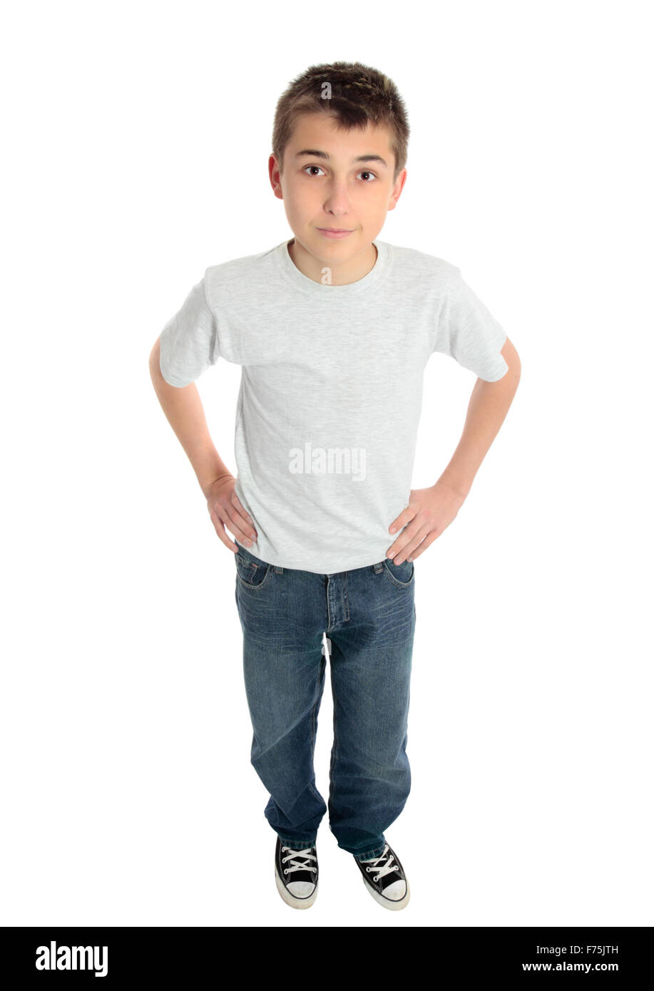 boy hands on hips Stock Photo Alamy