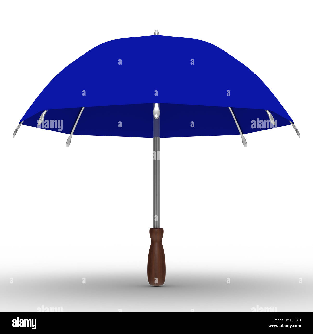 blue umbrella on white background. Isolated 3D image Stock Photo - Alamy