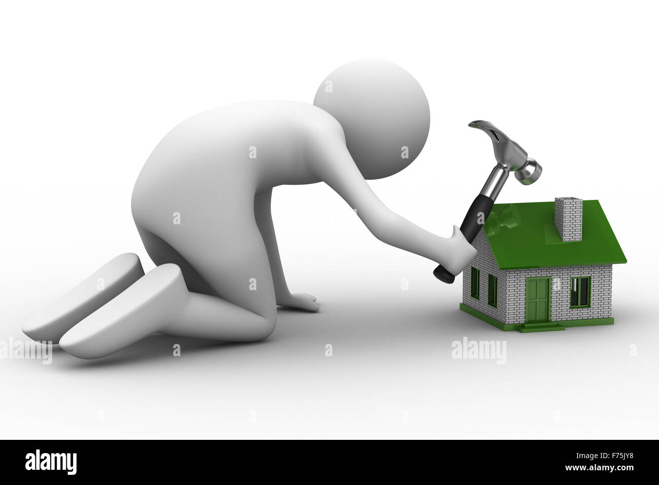 House building on white background. Isolated 3D image Stock Photo - Alamy