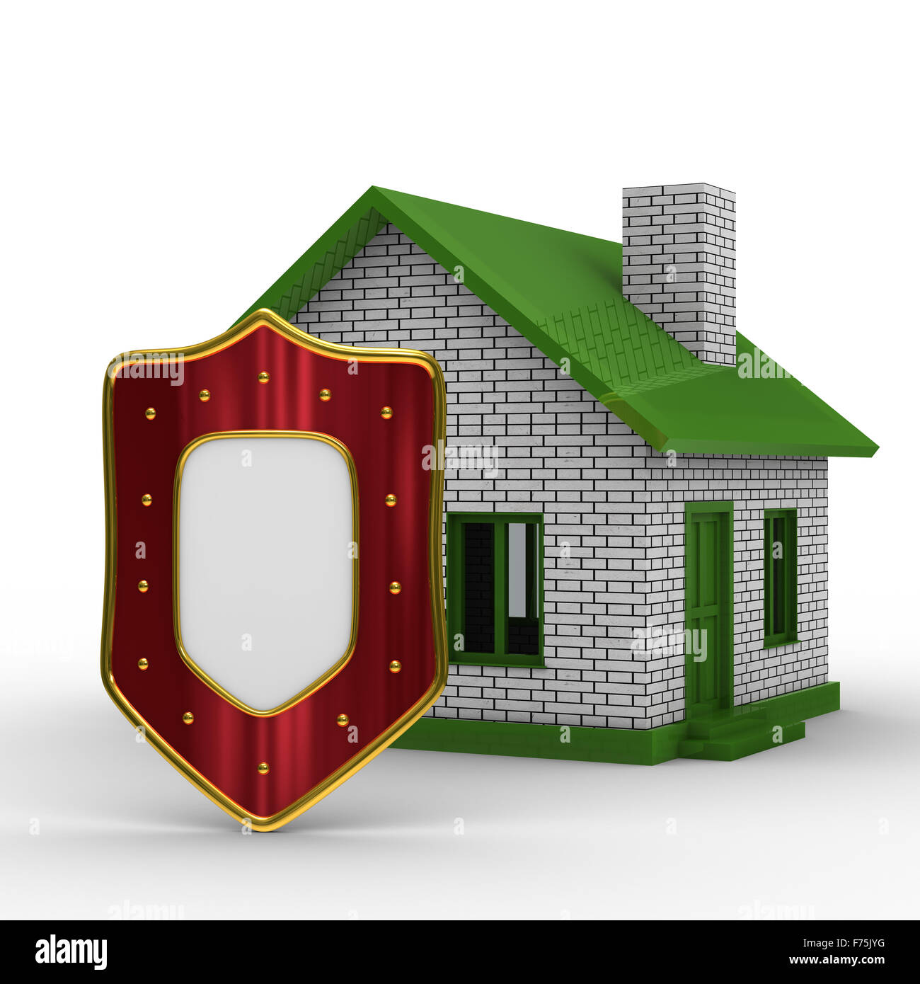 house and shield on white background. isolated 3D image Stock Photo - Alamy