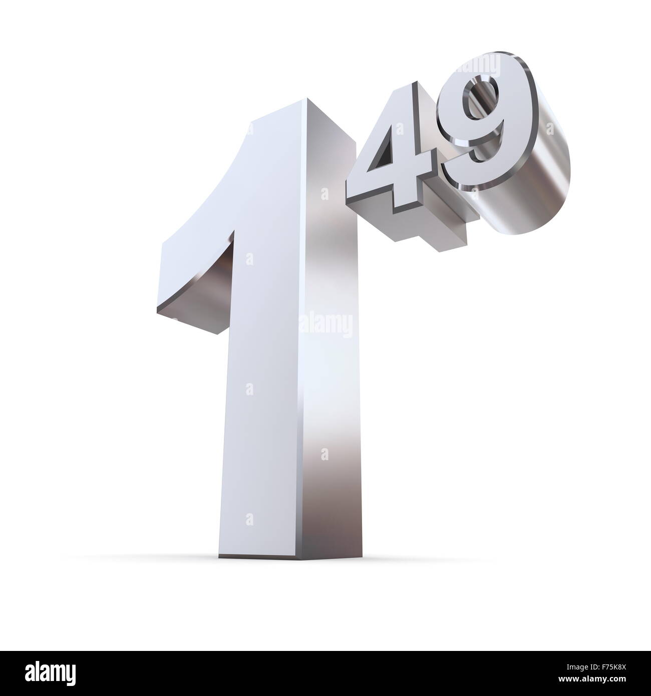 Solid Price Tag Number 1.49 - Shiny Silver-Chrome Stock Photo