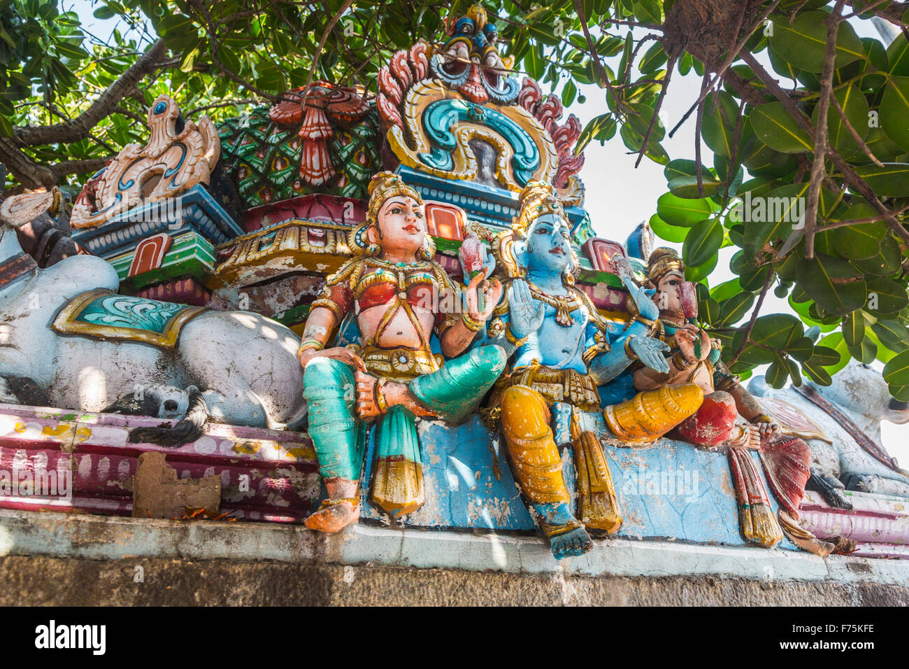 Typical colourful statues of Hindu gods, Kapaleeswarar Temple, a Hindu