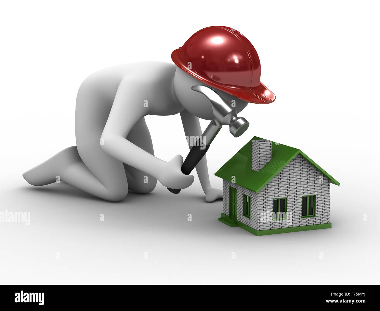 House building on white background. Isolated 3D image Stock Photo - Alamy