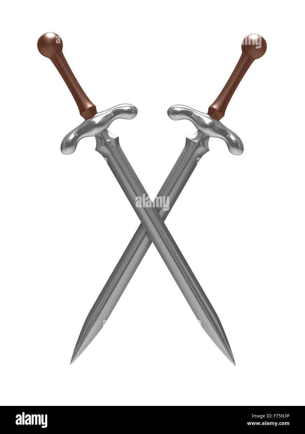 two sword on white background. Isolated 3D image Stock Photo - Alamy