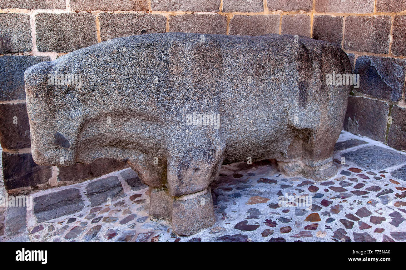 Ancient Stone Bull Statue Avila Castile Spain. Bull statue was from
