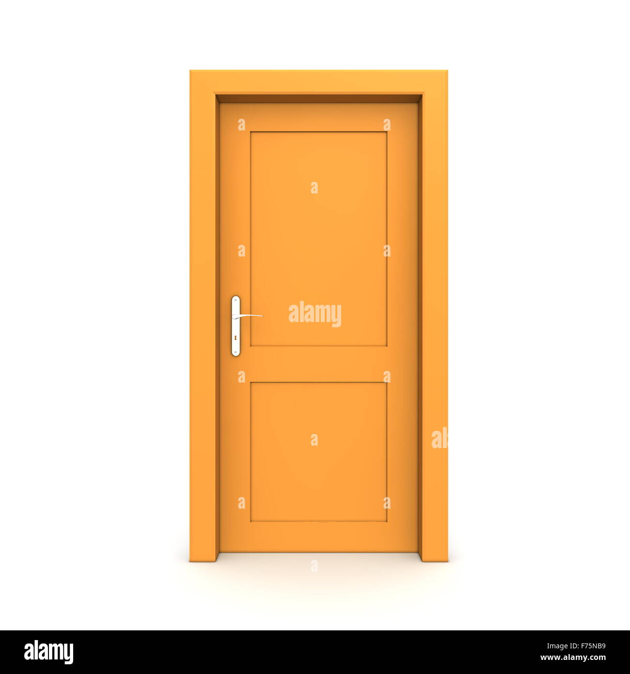 Closed Single Orange Door Stock Photo Alamy