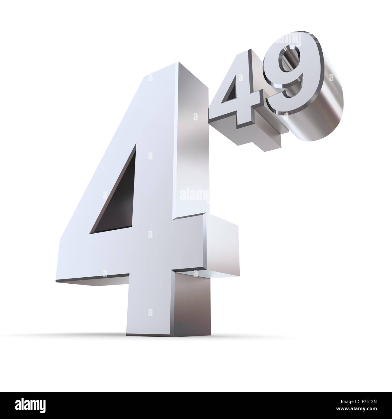 Solid Price Tag Number 4.49 - Shiny Silver-Chrome Stock Photo