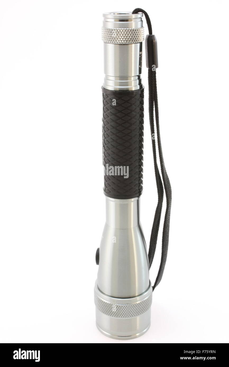 Flashlight, chrome metallic , upright Stock Photo Alamy