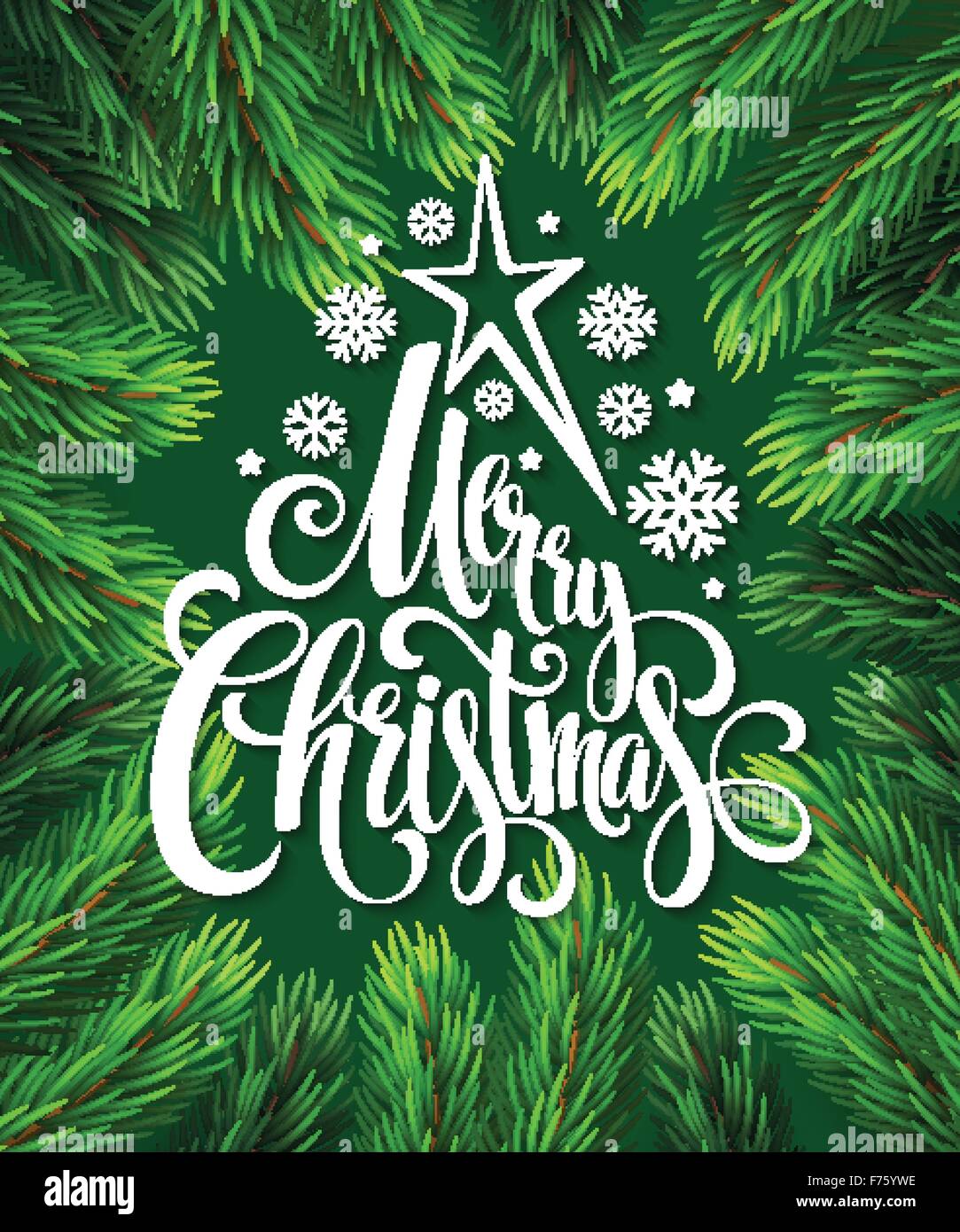 Christmas Tree Branches Border. Vector Illustration Stock Vector Image ...