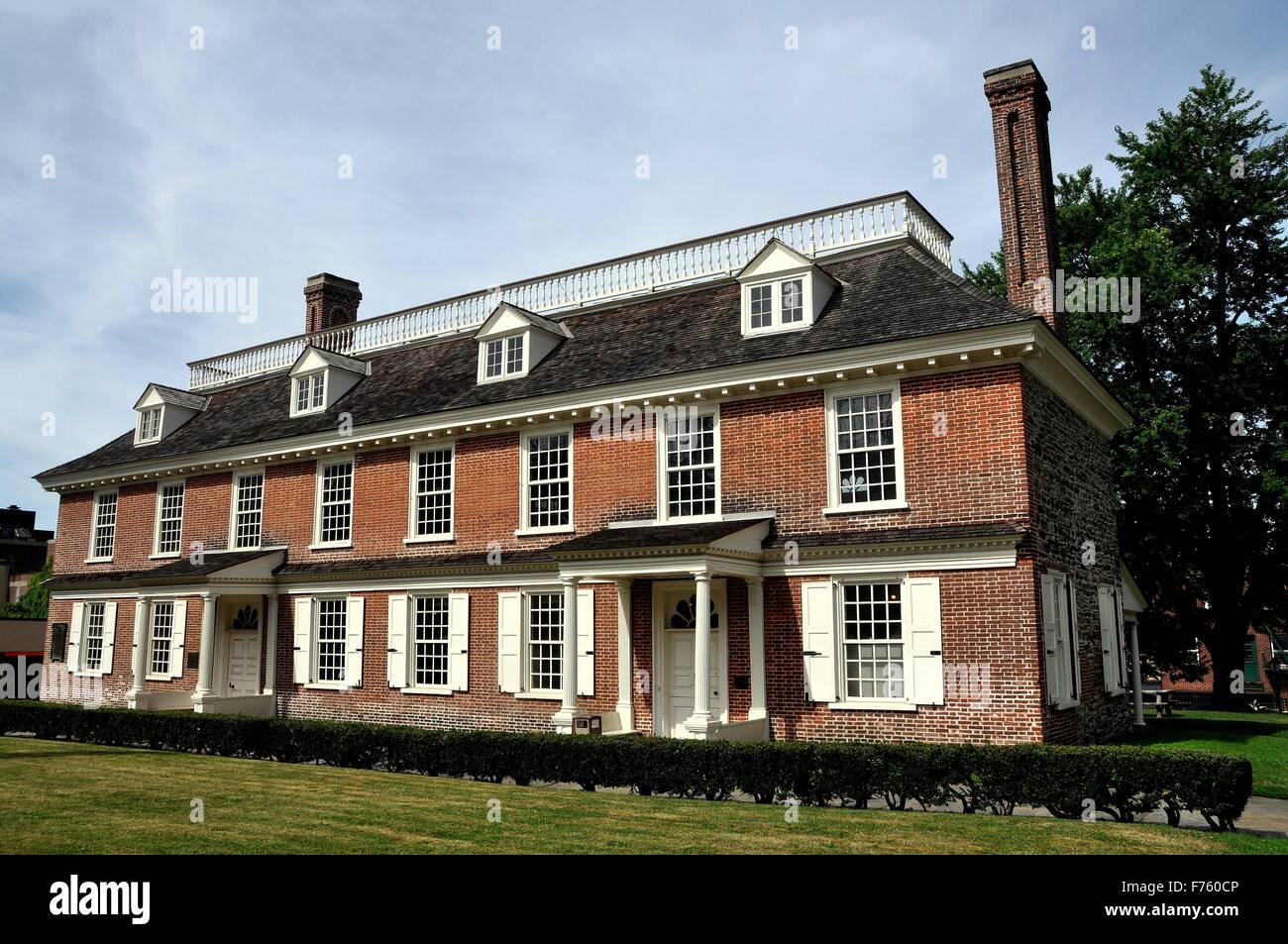 Yonkers, New York Brick east front of the 1693 Philipse Manor House with its double doorways