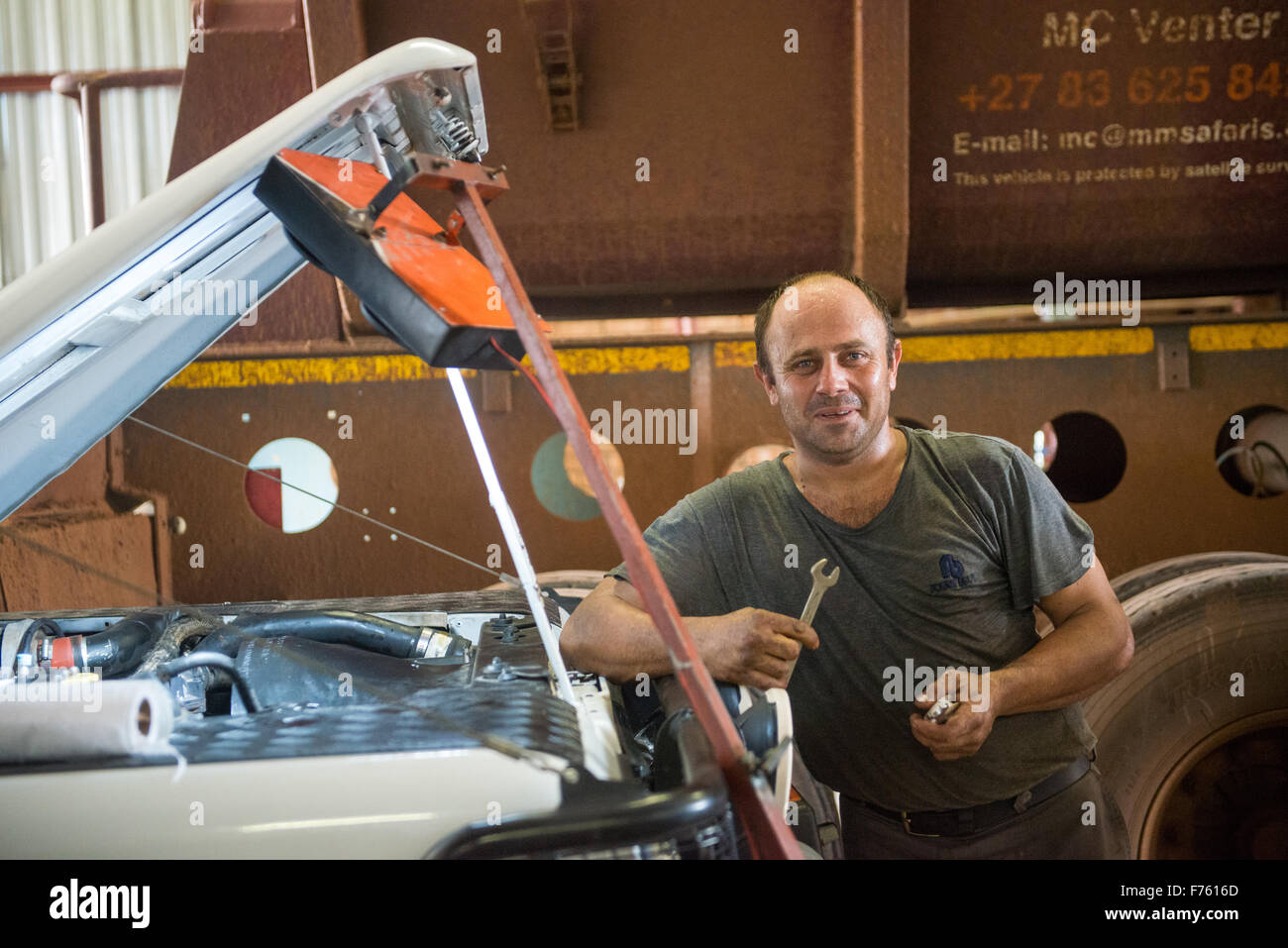 Lephalale , South Africa - Mechanic in truck repair shop Stock Photo