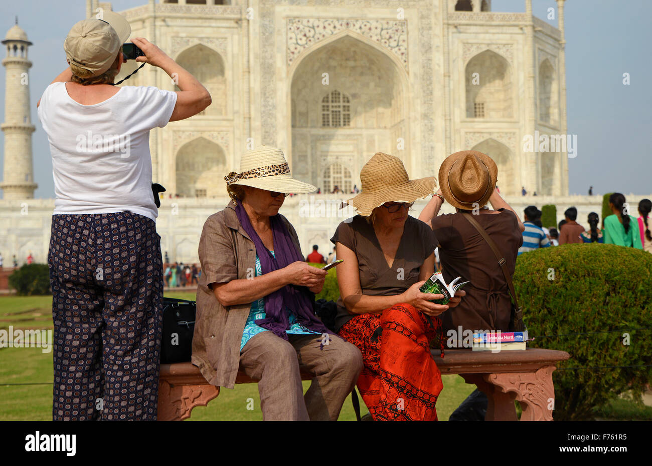 Tourist at the Taj Mahal,India Stock Photo