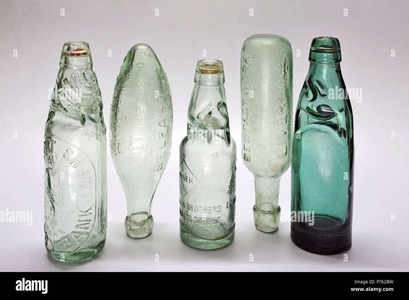 glass bottles, old bottles, antique bottles, vintage bottles, mineral water bottles, soda water bottles, Stock Photo