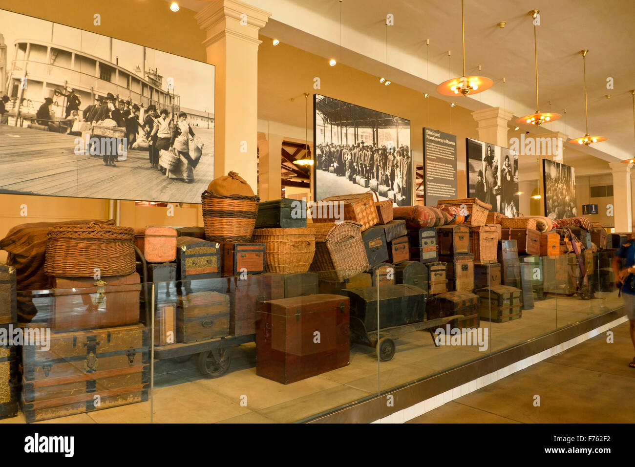 Baggage room of immigration station, ellis island, new york, usa Stock