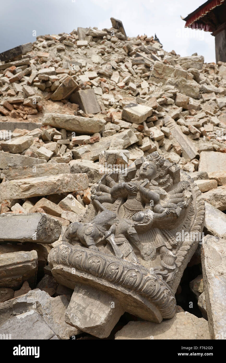 Temple destroyed, earthquake, bhaktapur, kathmandu, nepal, asia - asb 193520 Stock Photo