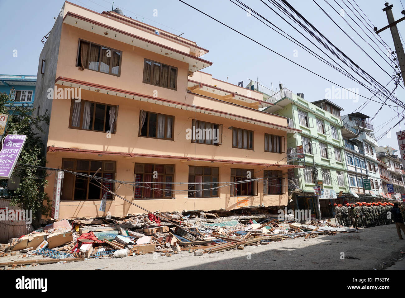 Collapsed building, earthquake, nepal, asia Stock Photo