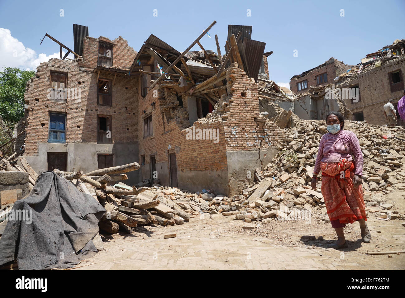 Residential building collapsed, nepal, asia Stock Photo