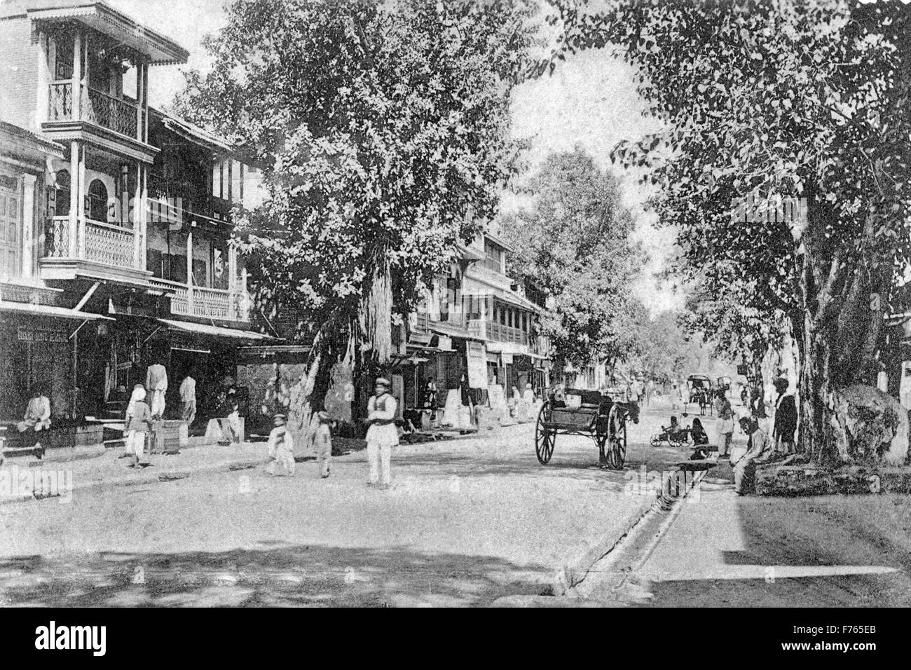 Old vintage photo of main street, pune, maharashtra, india, asia - aad 194435 Stock Photo