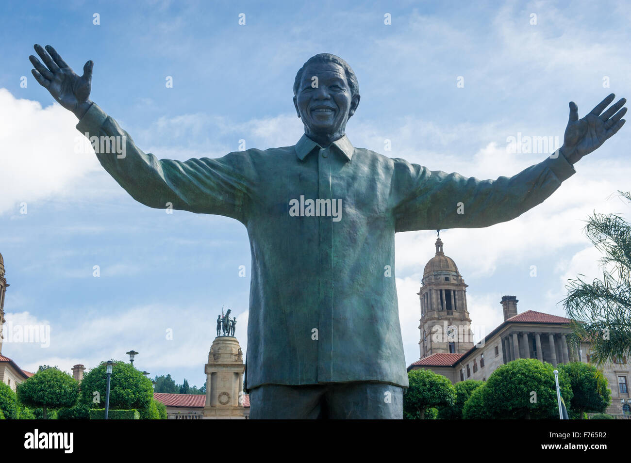 PRETORIA, SOUTH AFRICA- Mandela Sculpture at Union Hall (capitol). Stock Photo