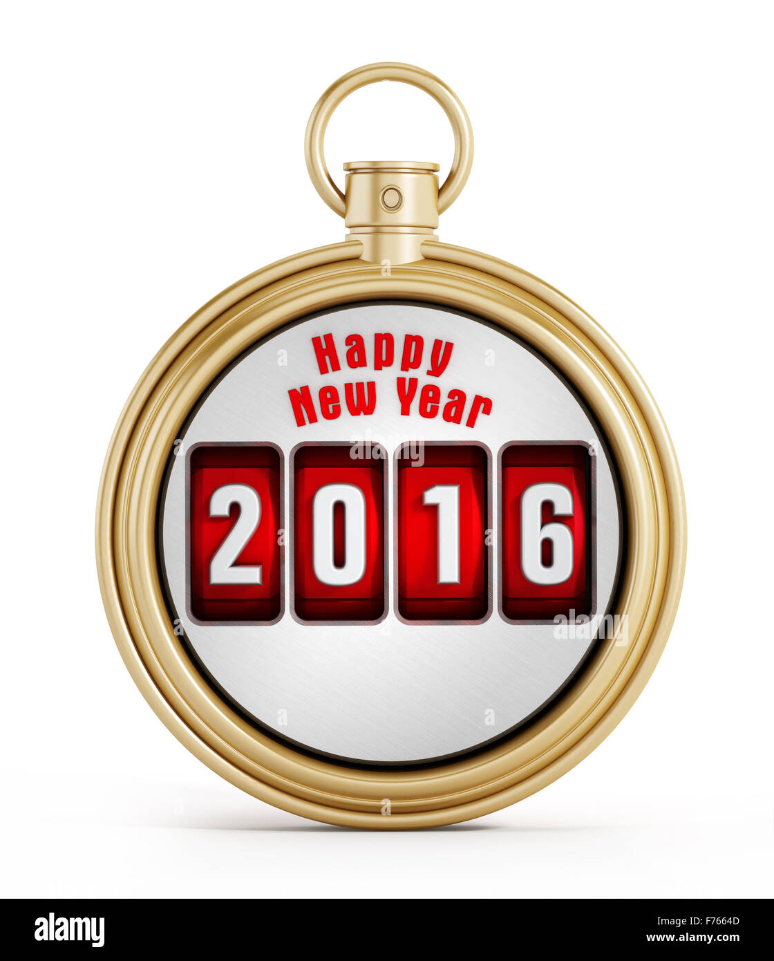 New year 2016 chronometer isolated on white background Stock Photo