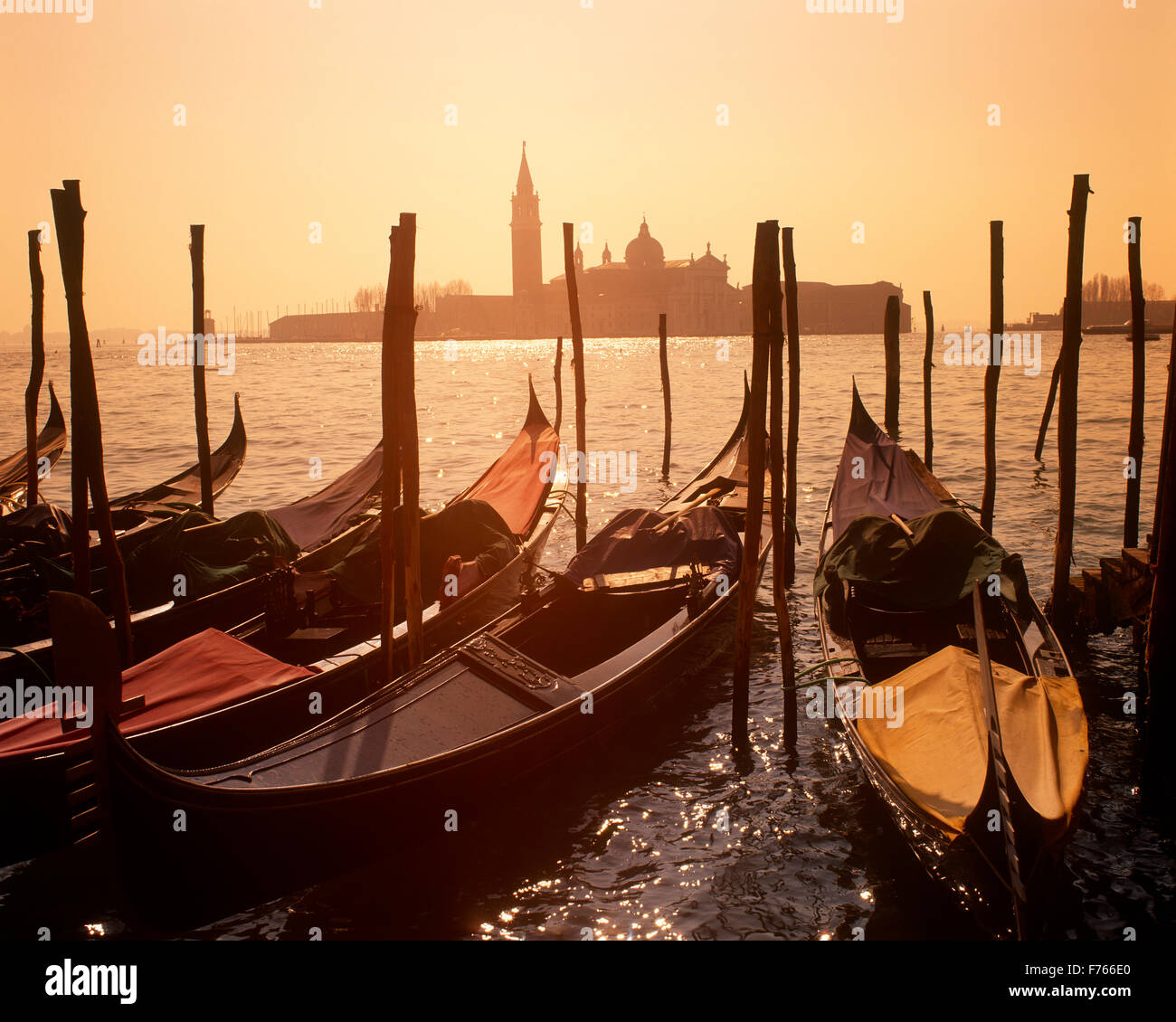 St.Marks Basin and gondolas, Venice, Veneto, Italy Stock Photo