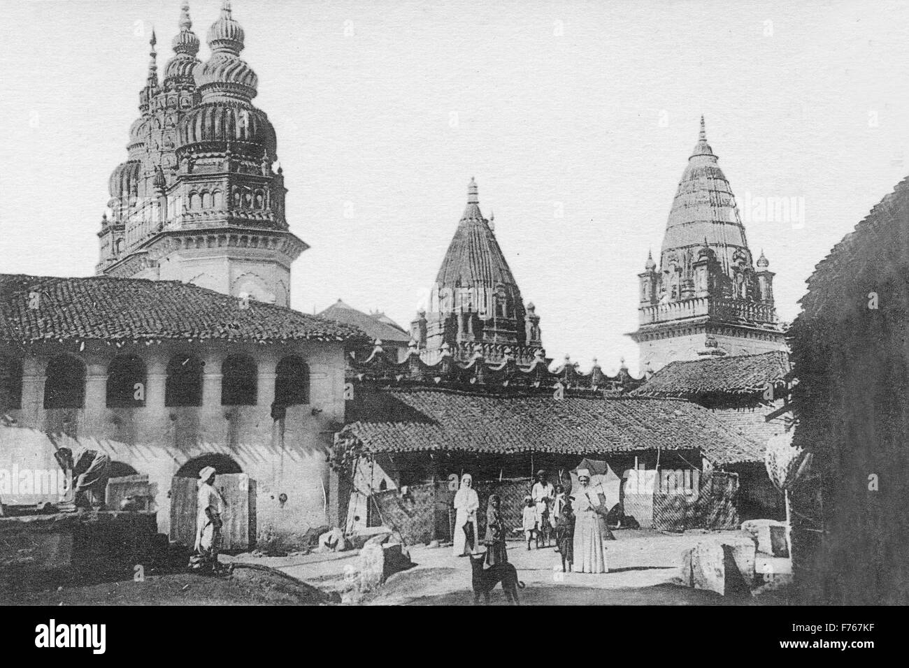 old vintage 1900s photo of temple tops , Chhindwara , Betul , Nagpur , Jabalpur , maharashtra , india , asia Stock Photo