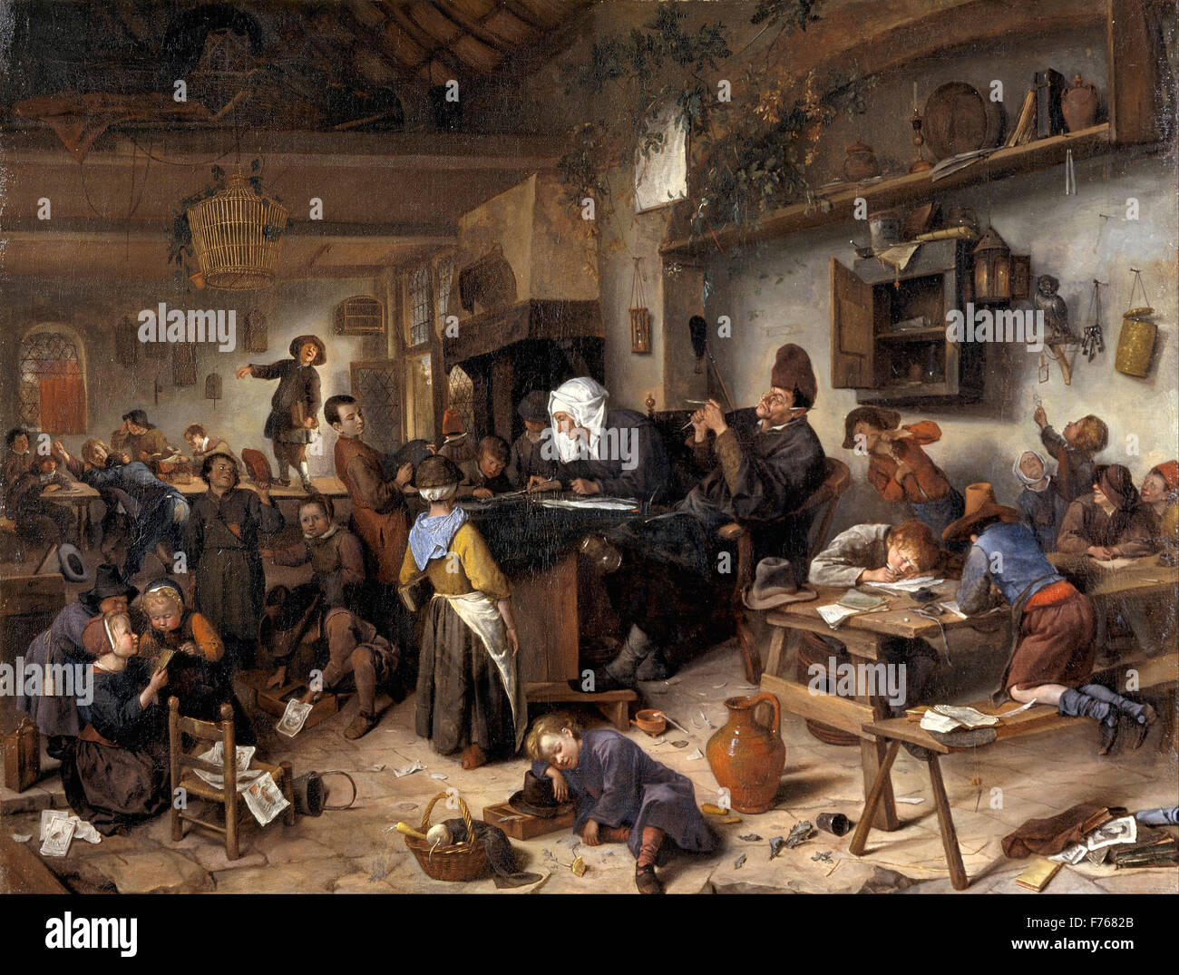 Jan Steen - A School for Boys and Girls Stock Photo