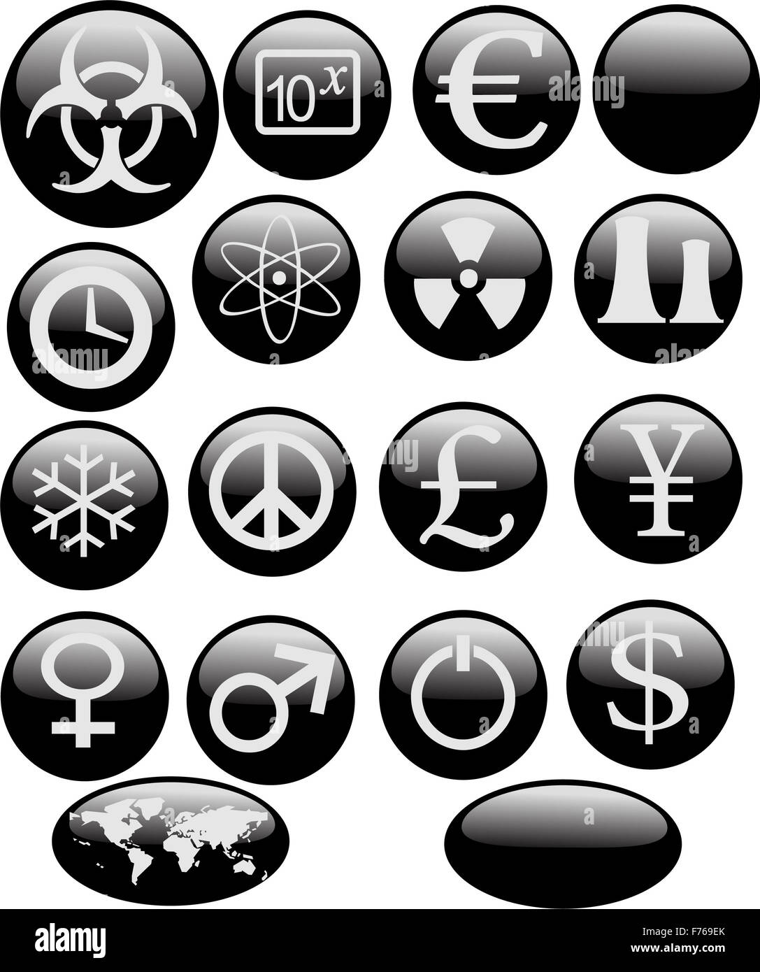 a set of icons related to science/chemistry physics Stock Photo