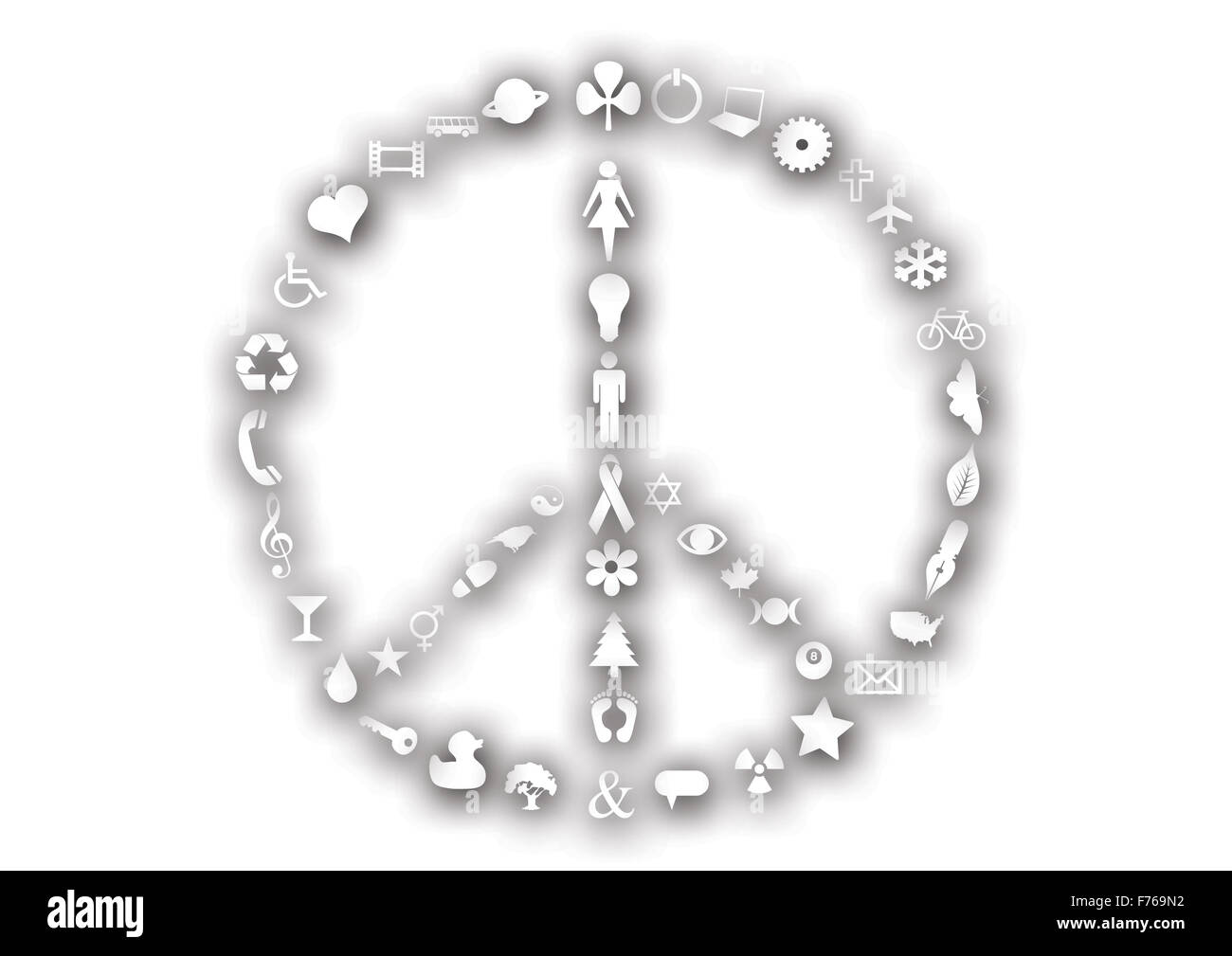 Peace sign made of icons Stock Photo