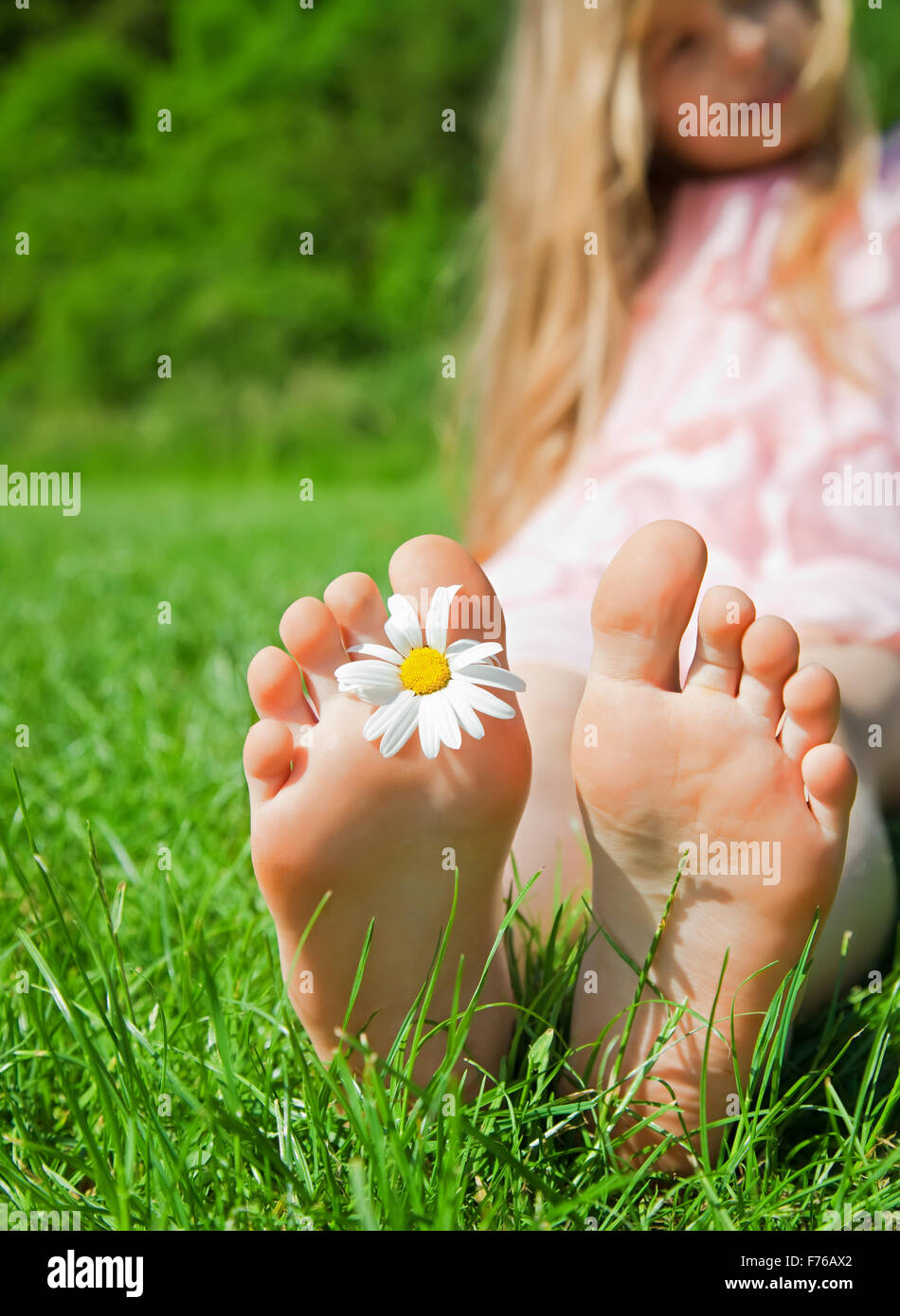 Kids Five Fingers On Green Grass Stock Photo 2244762075