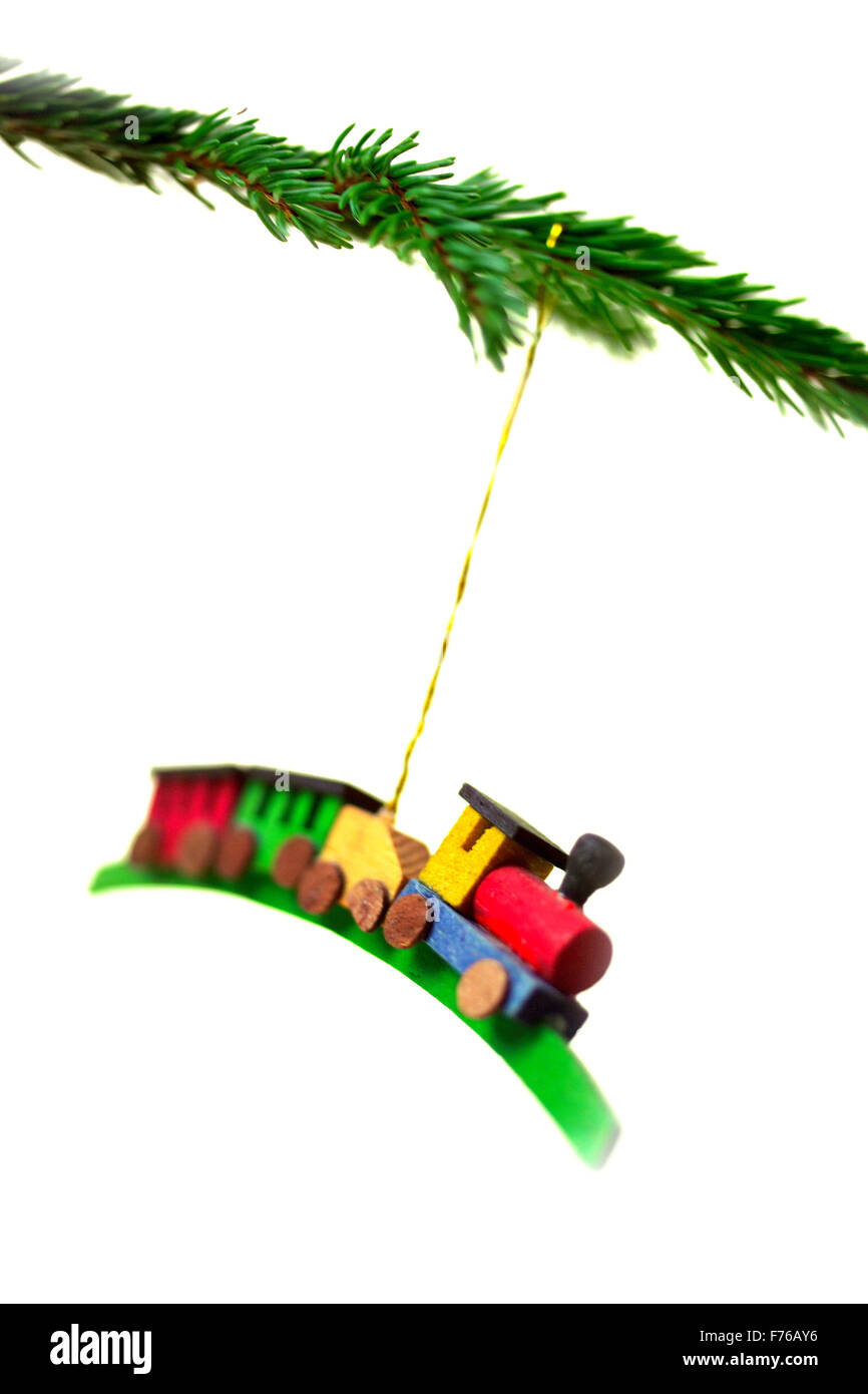 Hanging christmas tree decoration / toy train Stock Photo Alamy