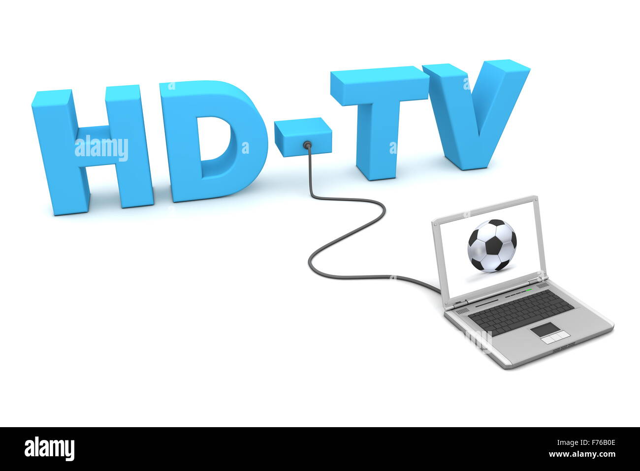 Laptop Wired to HDTV Stock Photo Alamy