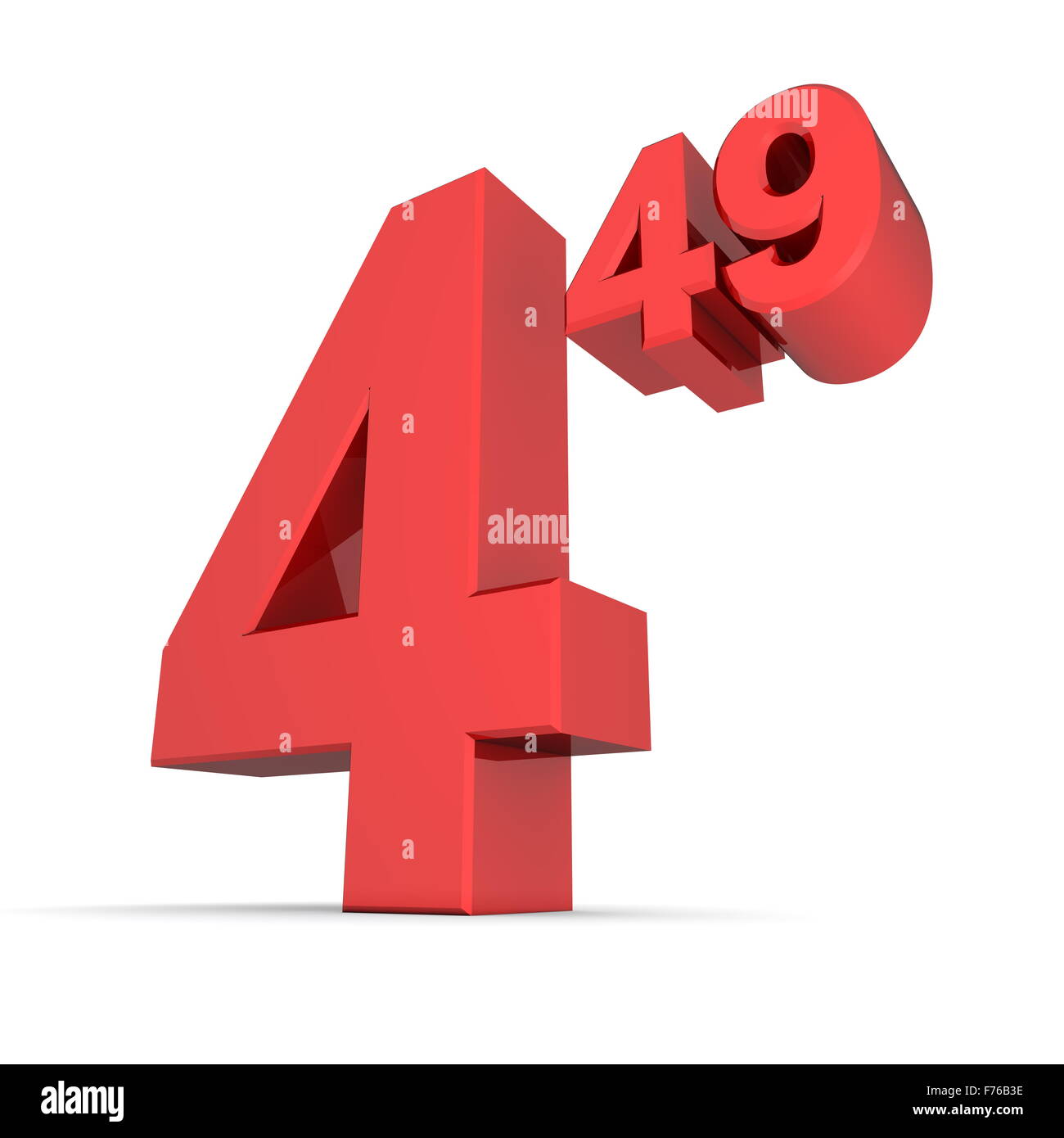 Solid Price Tag Number 4.49 - Shiny Red Stock Photo