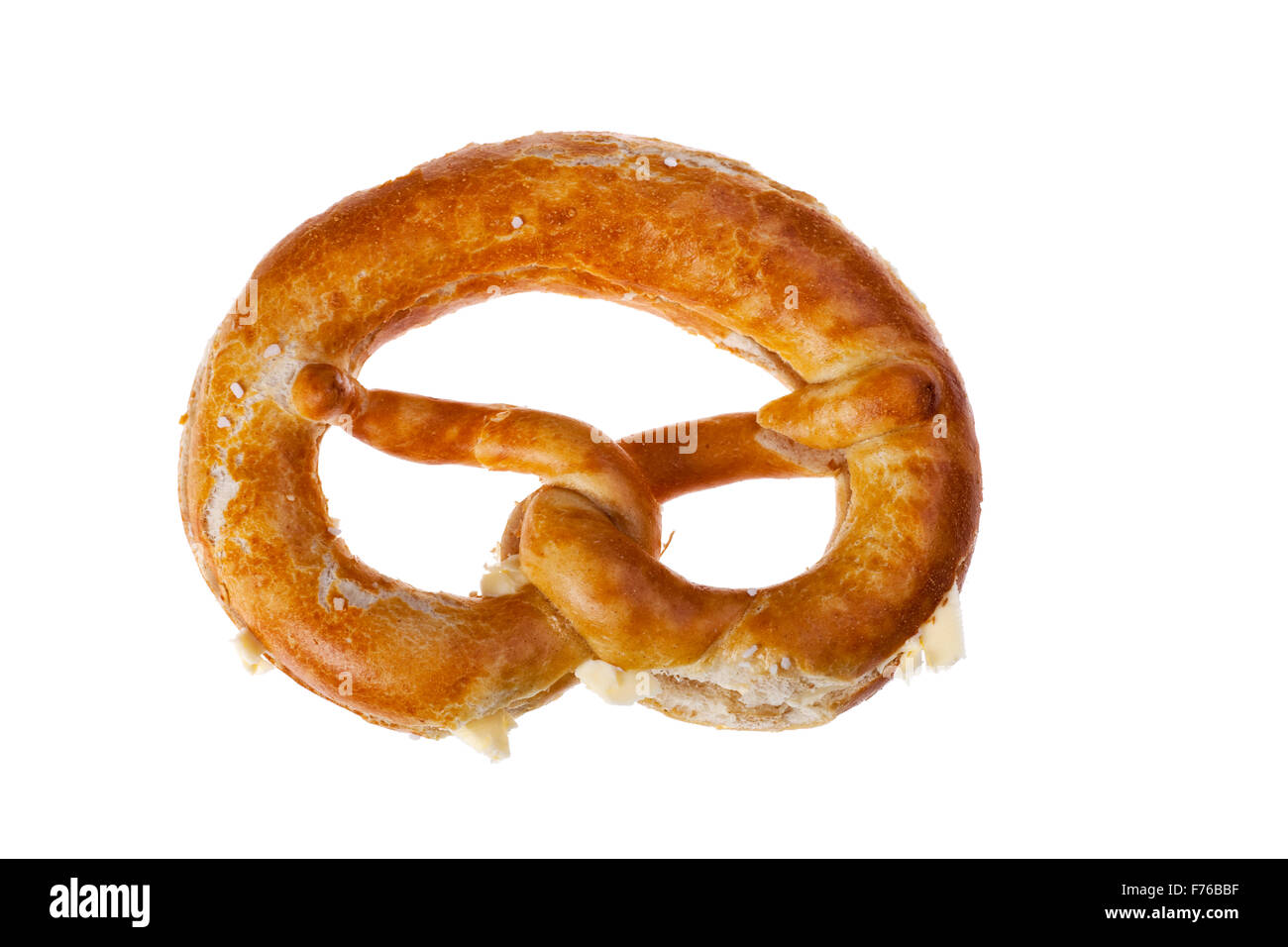 bavarian pretzel with butter isolated on white Stock Photo Alamy