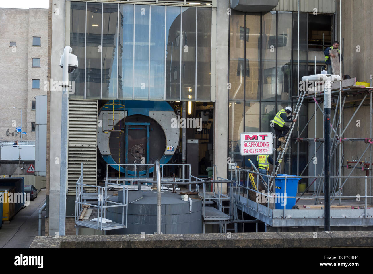 Maintenance work on boilerhouse Addenbrooke's hospital Cambridge Cambridgeshire England Stock Photo