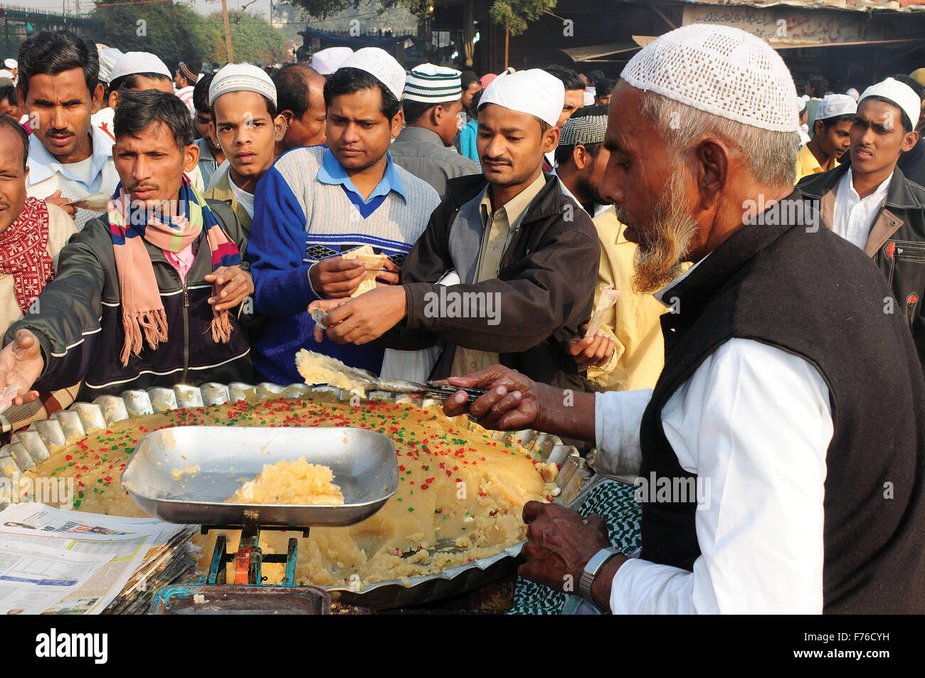 Sweet vendor, Jama Masjid, Agra, Uttar Pradesh, India, Asia Stock Photo