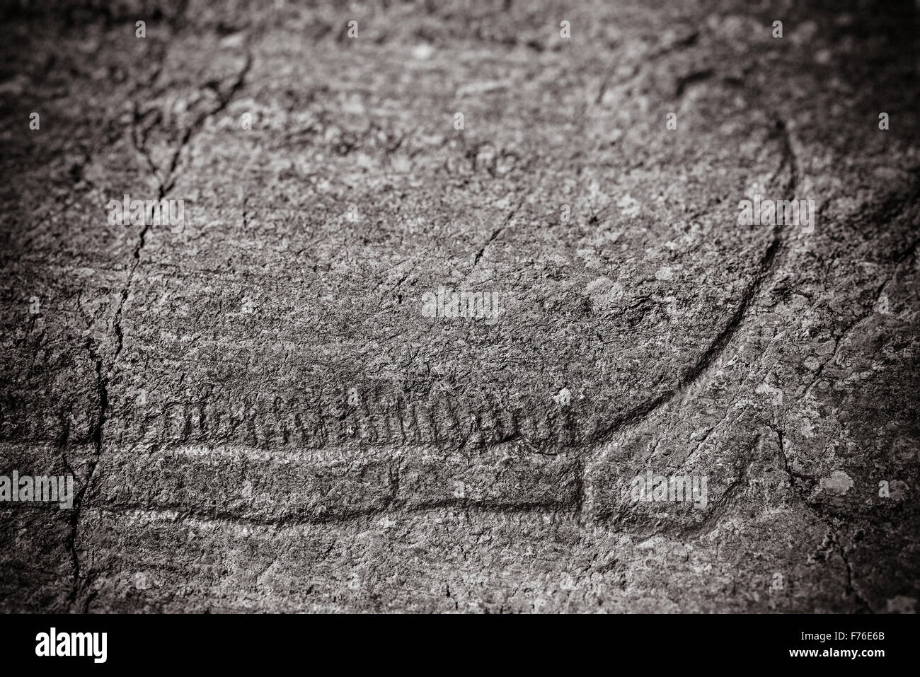 Rock engraving at Himmelstalund one of Sweden's biggest collection of petroglyphs with more than 1660 pictures. Bronze age 1800-500 B.C. Stock Photo