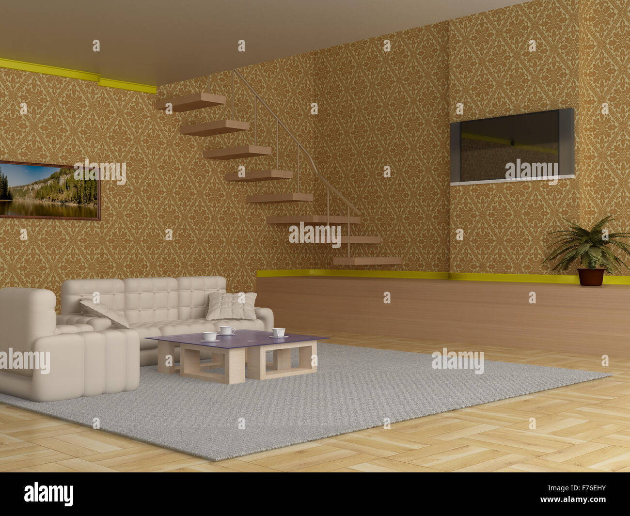 3d wallpaper for living room hi-res stock photography and images - Alamy