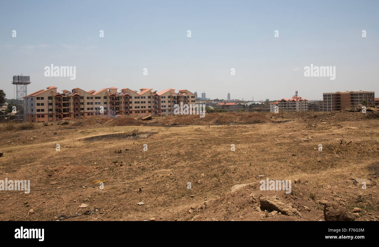 New building high rise flats illustrating rapid expansion of the city on outskirts of Nairobi Kenya Stock Photo