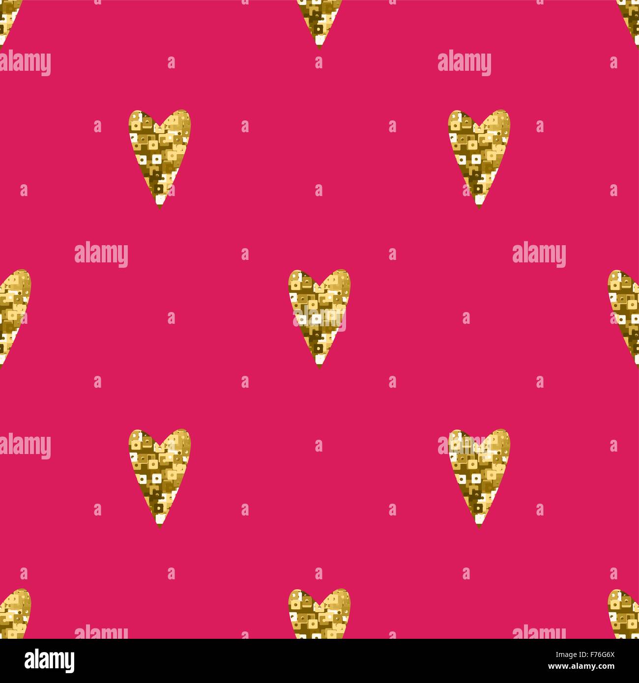 Seamless vector gold pattern with hearts. Vector illustration Stock ...