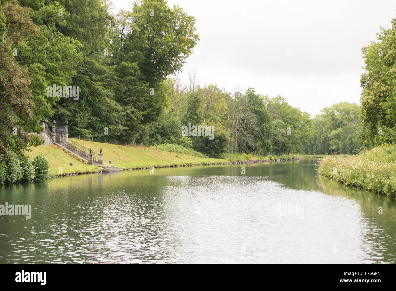 Tranquil summer landscape. Gota Canal in Sweden. Stock Photo