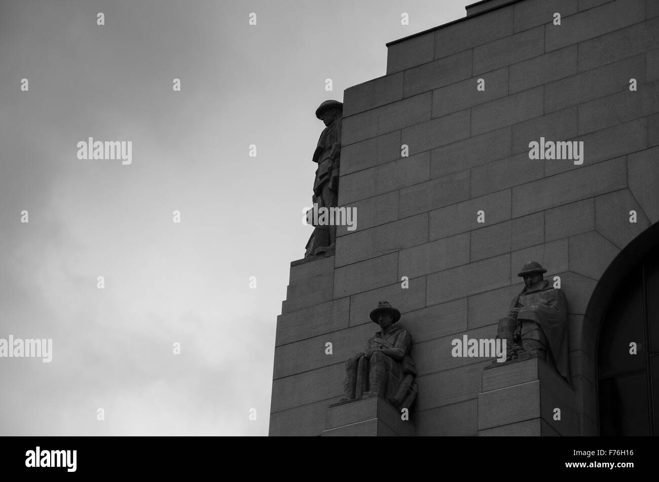 A dark and moody image of the Anzac Memorial in Hyde Park, Sydney, Australia Stock Photo